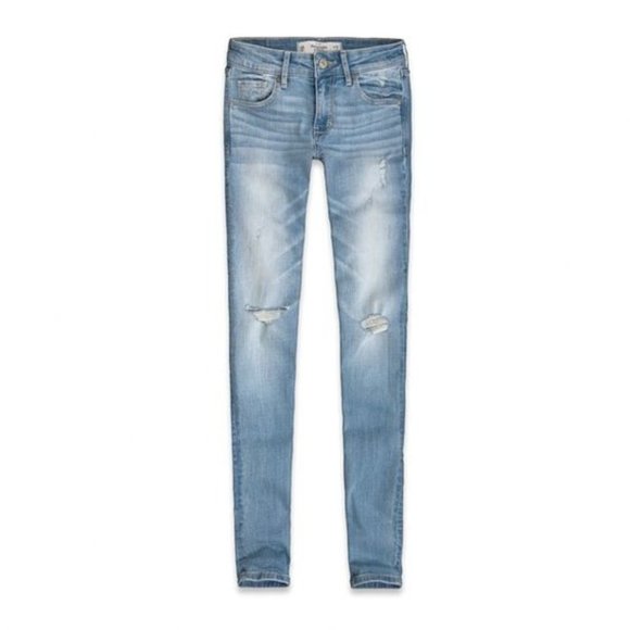 Abercrombie & Fitch Denim - ABERCROMBIE Alyssa Light Wash Distressed Petite Skinny Jeans Size 12 / 31 Short